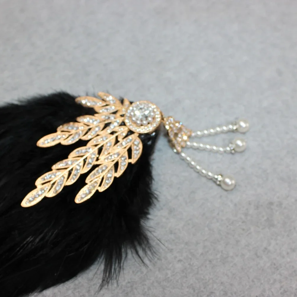 Feather Hair Clip 1920‘s Inspired Cocktail Tea Party Flapper Mardi Gras Cosplay